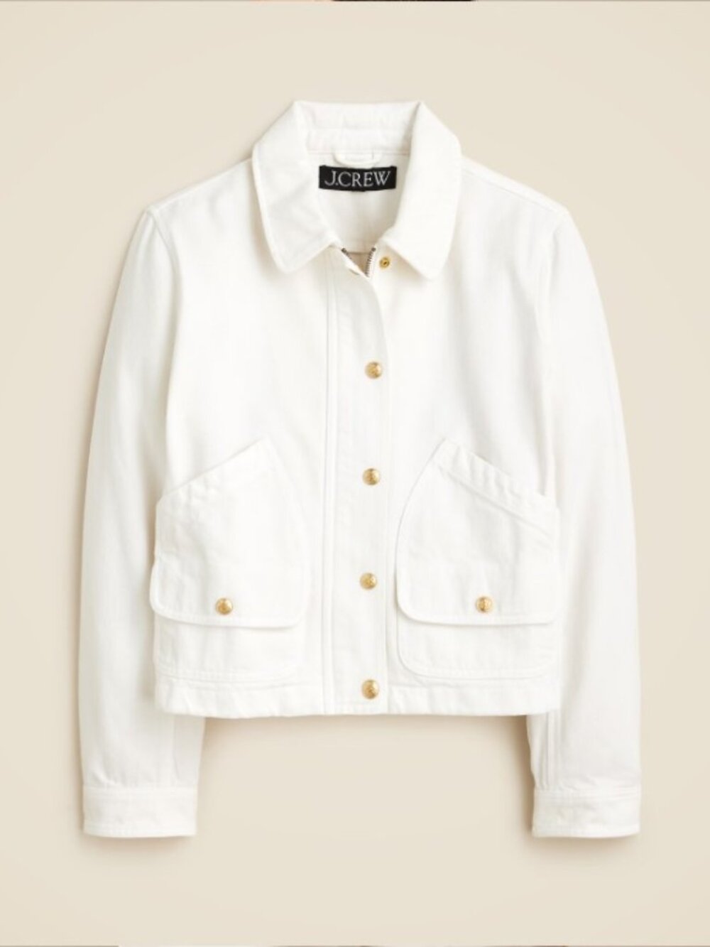 NWT J Crew MEDIUM short barn jacket cotton twill white NEW